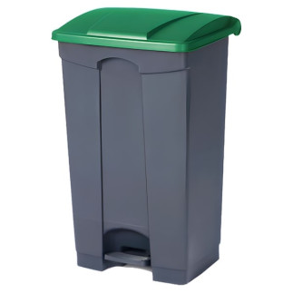 Papelera para reciclaje con pedal de 85 litros con tapa verde