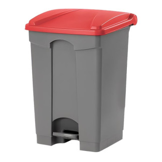 Papelera para reciclaje con pedal de 65 litros con tapa roja