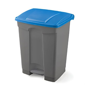 Papelera para reciclaje con pedal de 45 litros con tapa azul