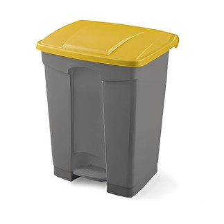 Papelera para reciclaje con pedal de 45 litros con tapa amarilla