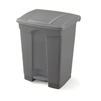 Papelera para reciclaje con pedal de 45 litros con tapa gris