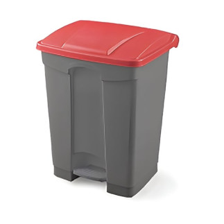 Papelera para reciclaje con pedal de 45 litros con tapa roja