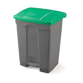 Papelera para reciclaje con pedal de 45 litros con tapa verde