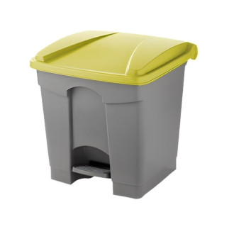Papelera para reciclaje con pedal de 30 litros con tapa amarilla