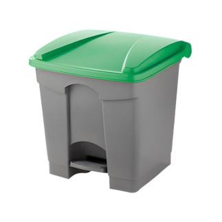 Papelera para reciclaje con pedal de 30 litros con tapa verde