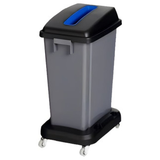 Papelera de reciclaje Thin con ruedas tapa azul para papel