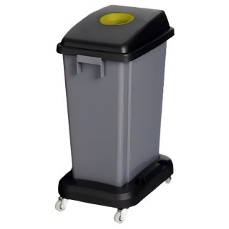 Papelera de reciclaje Thin con ruedas tapa amarilla para plásticos y envases metálicos