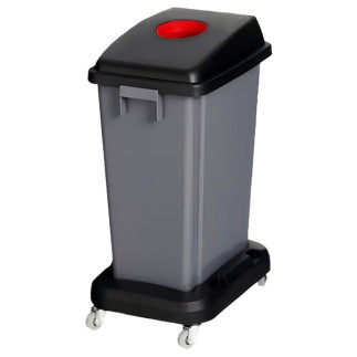 Papelera de reciclaje Thin con ruedas tapa roja para elementos hospitalarios infecciosos