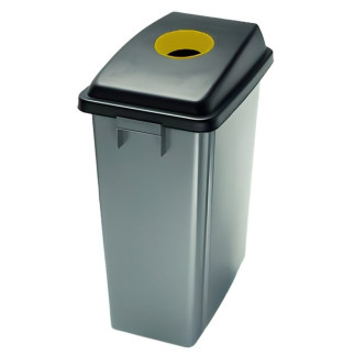 Papelera de reciclaje Thin sin ruedas color de tapa amarillo para plástico y envases metálicos