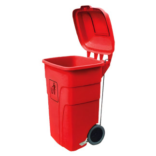 Contenedor de basura de 120 litros con pedal rojo