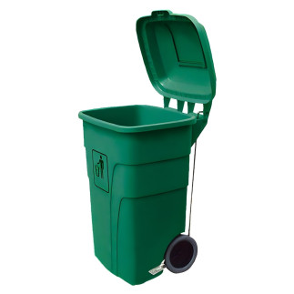 Contenedor de basura de 120 litros con pedal verde