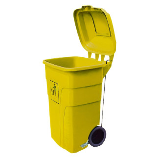 Contenedor de basura de 120 litros con pedal amarillo
