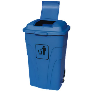 Contenedor de basura de 120 litros con pedal azul