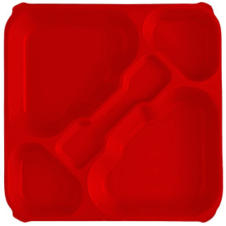 Bandeja compartimentada de policarbonato roja