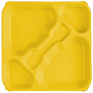 Bandeja compartimentada de policarbonato amarilla