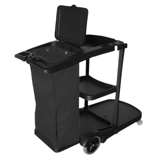 carro de limpieza negro con bolsa negra