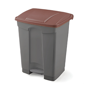 Papelera para reciclaje con pedal de 45 litros con tapa marrón