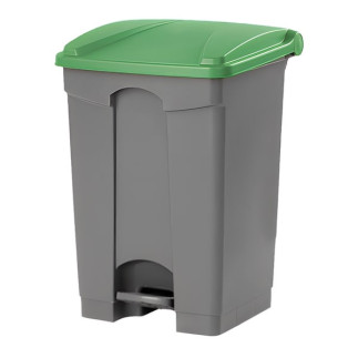 Papelera para reciclaje con pedal de 65 litros con tapa verde