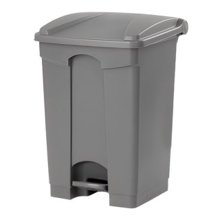 Papelera para reciclaje con pedal de 65 litros con tapa gris