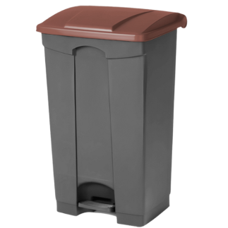 Papelera para reciclaje con pedal de 85 litros con tapa marrón