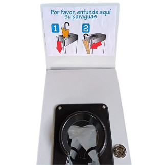 Enfundador de paraguas con etiqueta de uso
